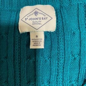 St. John's Bay green cable knit sweater pullover women Size S. SKU658 #knitwear